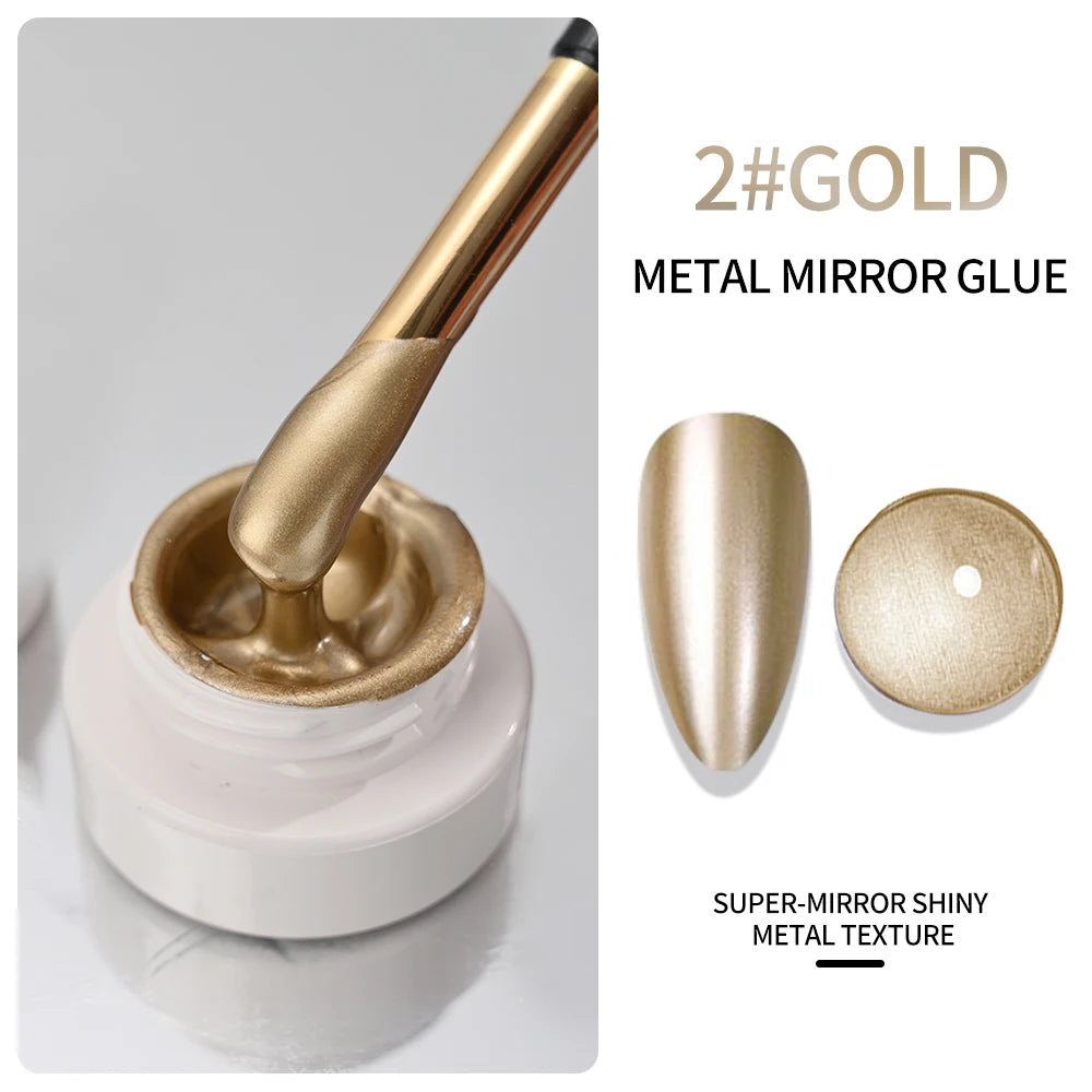 Metallic Painting Gel Chrome Gold Silver Mirror Effect Nail Polish Super Bright Drawing Line French Nail Varnish 5/6/8/10/15ml