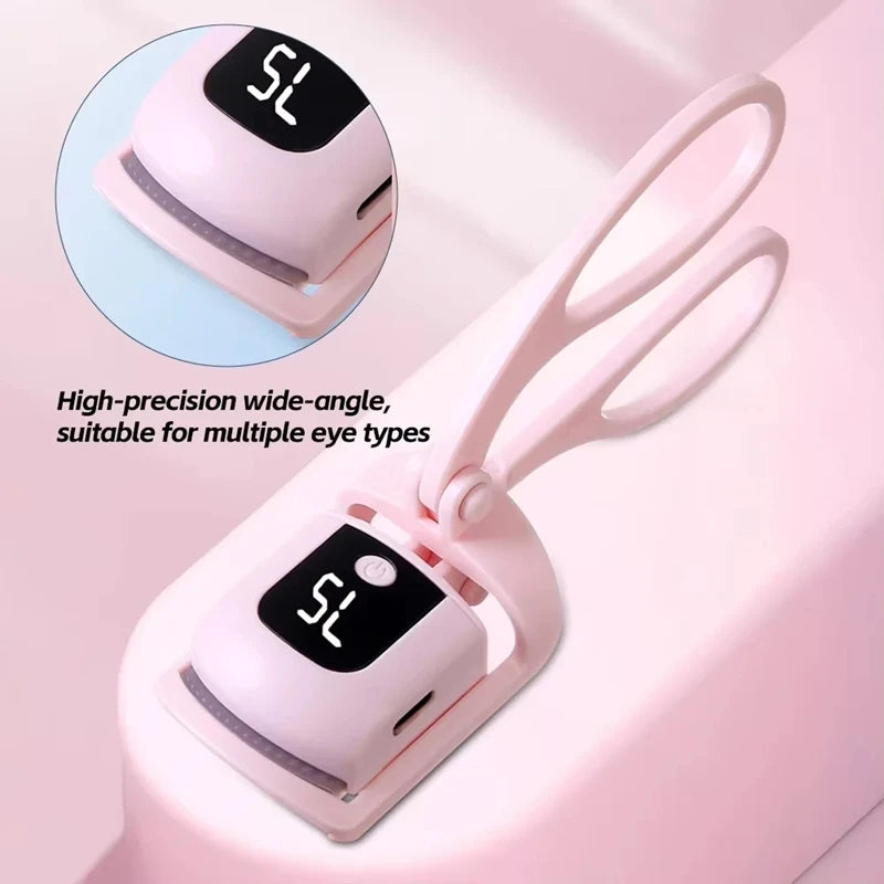 Heated Eyelash Curler with Lcd Display Silicone Pads Eyelash Protection Natural Curling Without Damaging Eyelashes Rechargeable