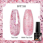 MEET ACROSS 7ml Red Blue Green Metallic Gel Nail Polish Super Bright Mirror Effect Semi Permanent LED UV Gel Nail Art Varnish