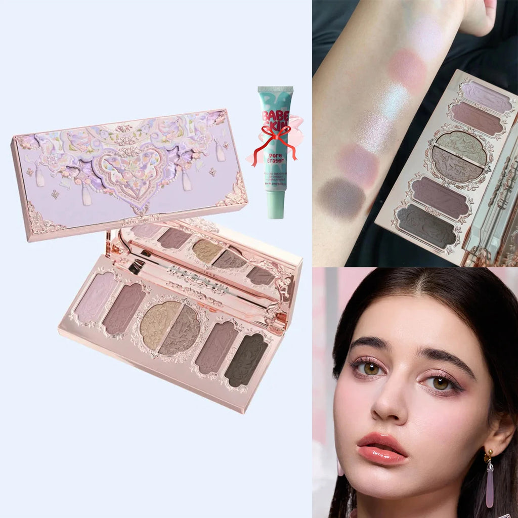 Flower Knows Chocolate Wonder-Shop 8-Color Eyeshadow Palette Matte Shimmer Waterproof Highly Pigmented Long Lasting Makeup