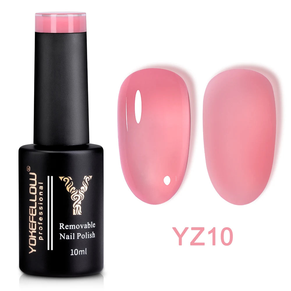 YOKEFELLOW 10ml Jelly Nude Gel Nail Polish High Quality Translucent Pink Nail Gel Varnish Soak Off UV Gel Polish Long Lasting
