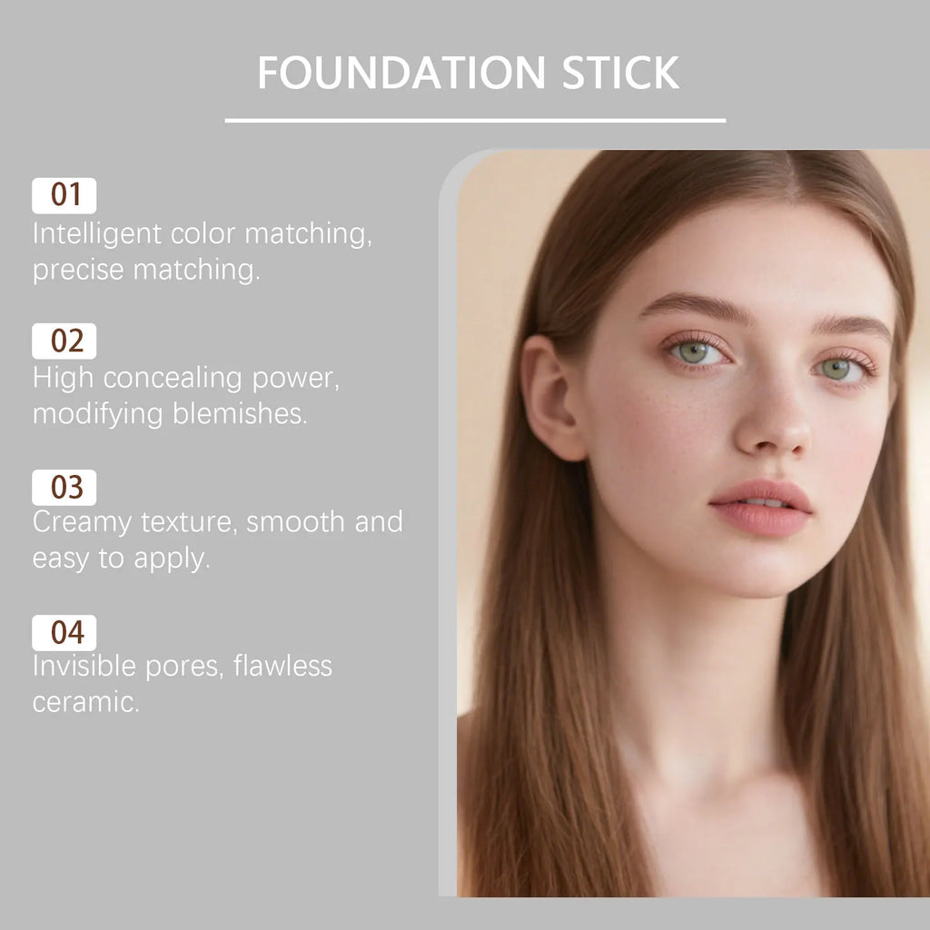 Deep Shade 2-in-1 Color Adjusting Foundation Stick Lightweight Moist Natural Smooth Sheer Coverage Non Cakey Makeup