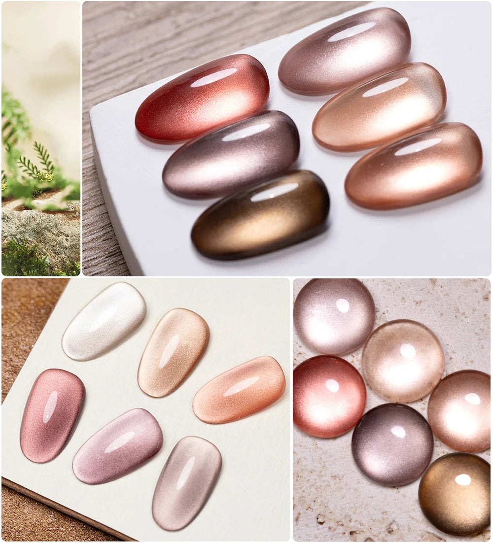 PUETNE 7.5ML Amber Moonlight Cat Magnetic Gel Nail Polish Winter Nails Jelly Glass Cat Eye Soak Off UV Semi-Permanent Varnish