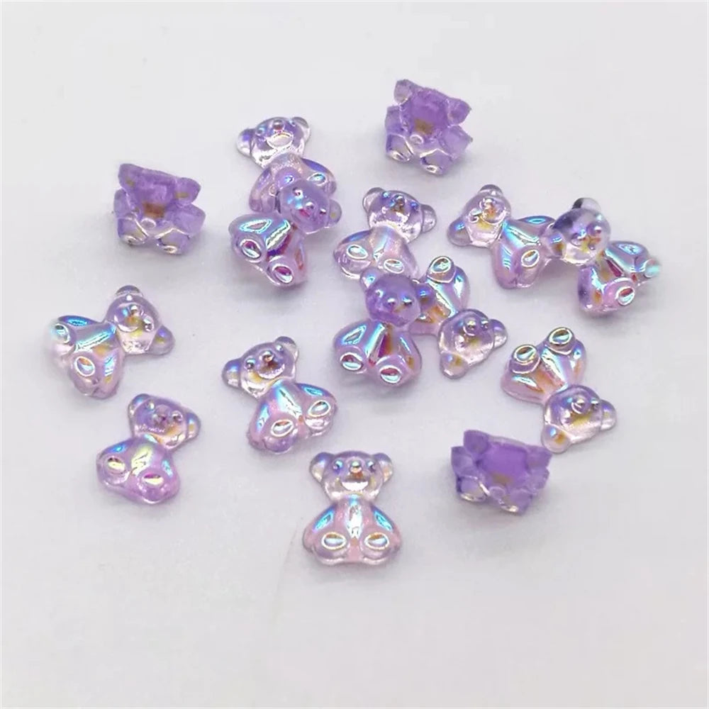 10Pcs Pink Gold Bear Nail Charms Japanese Cartoon Jewelry Nails Art Decoration 3D Rabbit Bear Manicure Accessories For Girl Lady