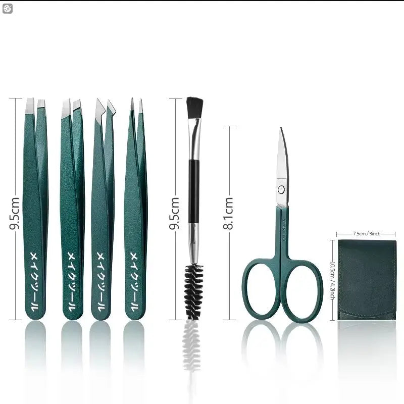 4-Piece Stainless Steel Tweezer Set Unisex Professional Precision for Facial Hair Eyebrows Ingrown Hair & Splinters Durable & Er