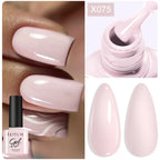LILYCUTE Nude Crystal Rubber Base Gel Nail Polish Natural Color Semi Permanent UV Gel Soak Off Self Leveling Nail Gel Varnishes
