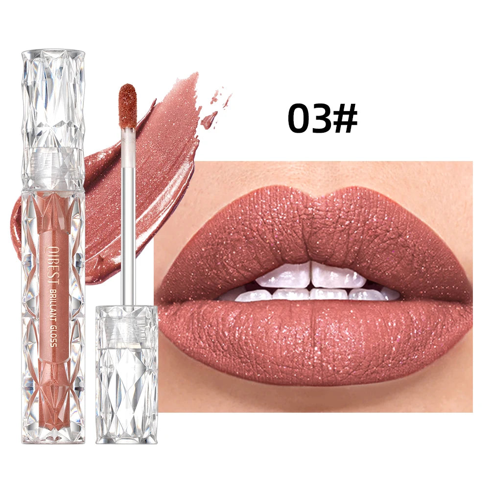 QIBEST Glitter Shimmer Liquid Lipstick High Quality Waterproof Lightweight Lip Gloss Lasting Lip Tint Makeup For Women Lip Stain