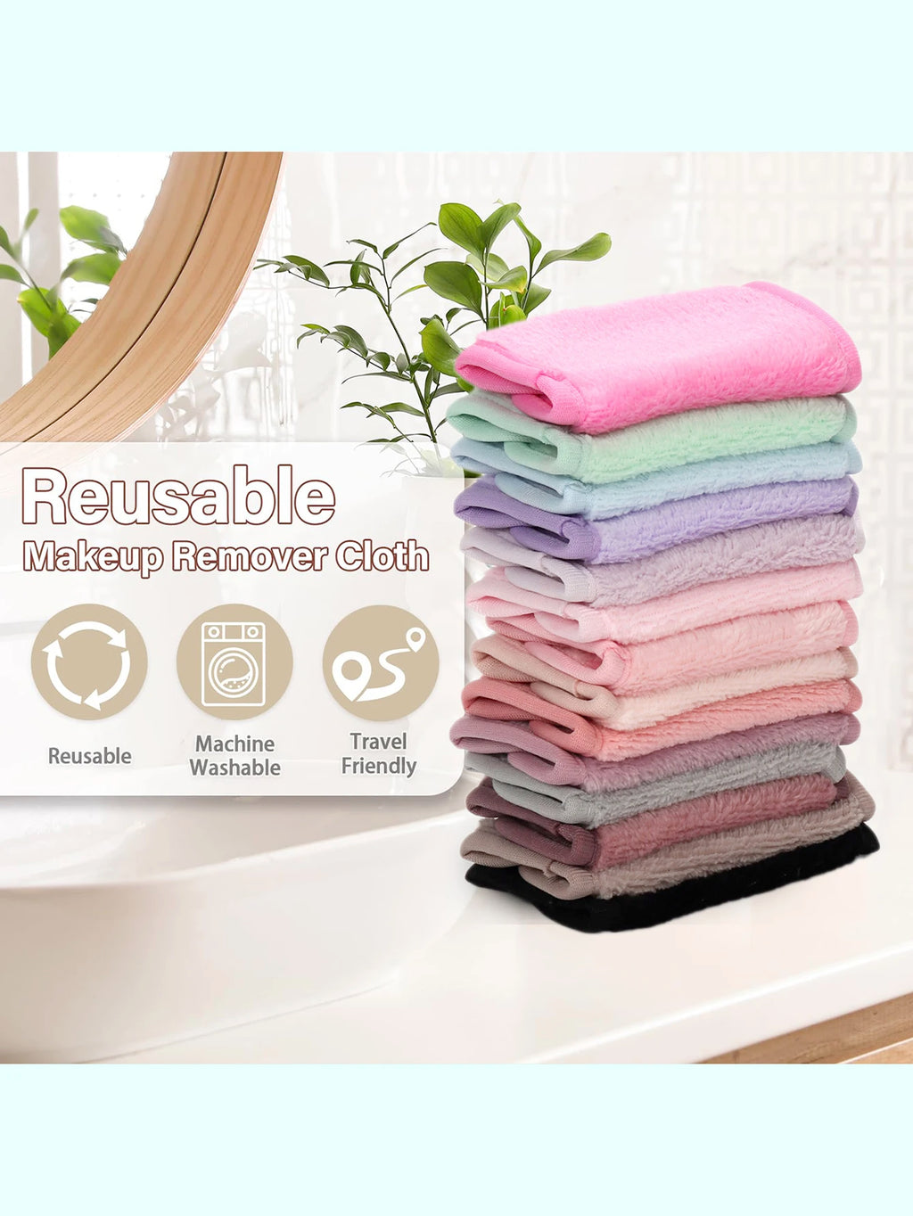1020 Long Bandage Cleaning Wipes 6Pcs, Machine Washable, Reusable Makeup Remover Tools, Suitable for All Skin Types