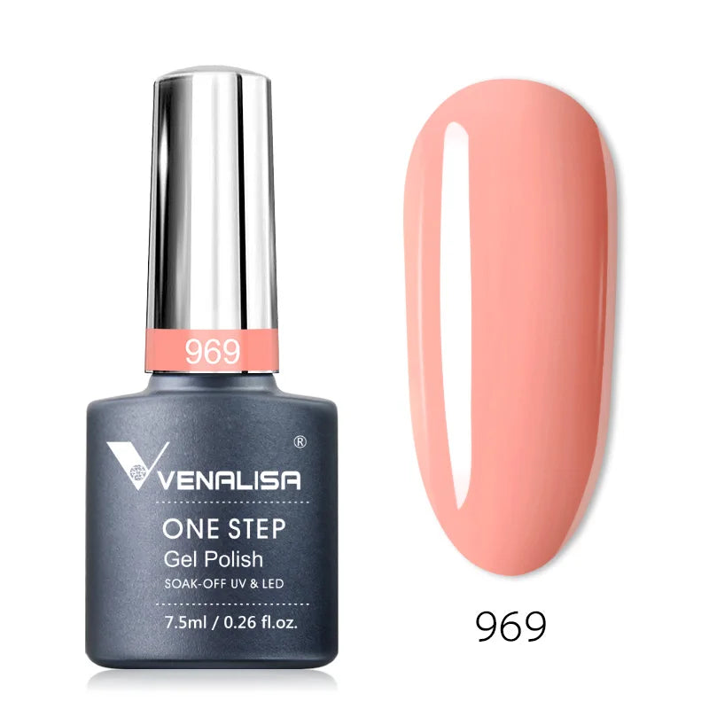 3 in 1 VENALISA  One Step Nail Gel Polish Full Coverage Gorgeous Color Soak off UV LED Nail Gel Varnish Nail Art Salon Lacquer