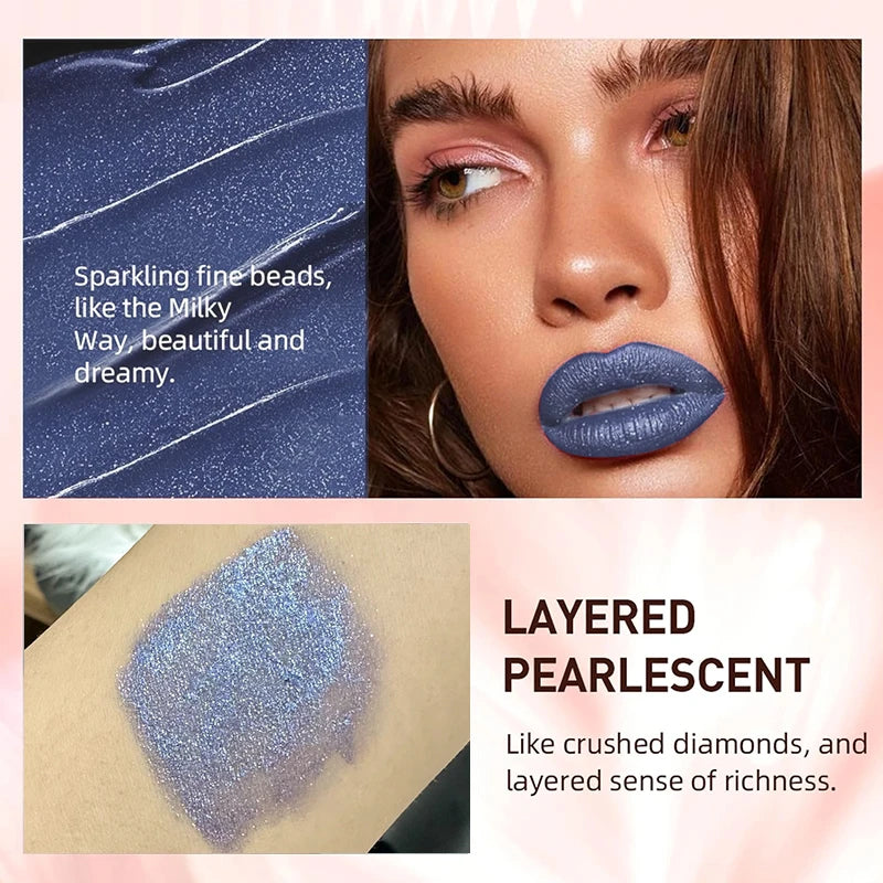 10 Color Glitter Liquid Lipsticks Shimmer Shiny Lipgloss Pearlescent Lip Tint Waterproof Long Lasting Matte Diamond Lips Glaze