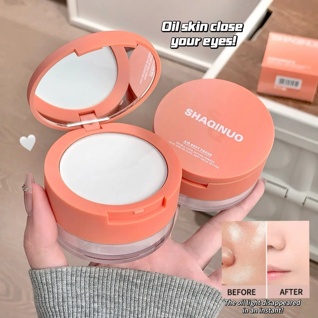 SHAQINUO Dual-effect Light and transparent Powder Compact Touch-ups, Concealer, contouring, swelling, blush, brightening, high-g