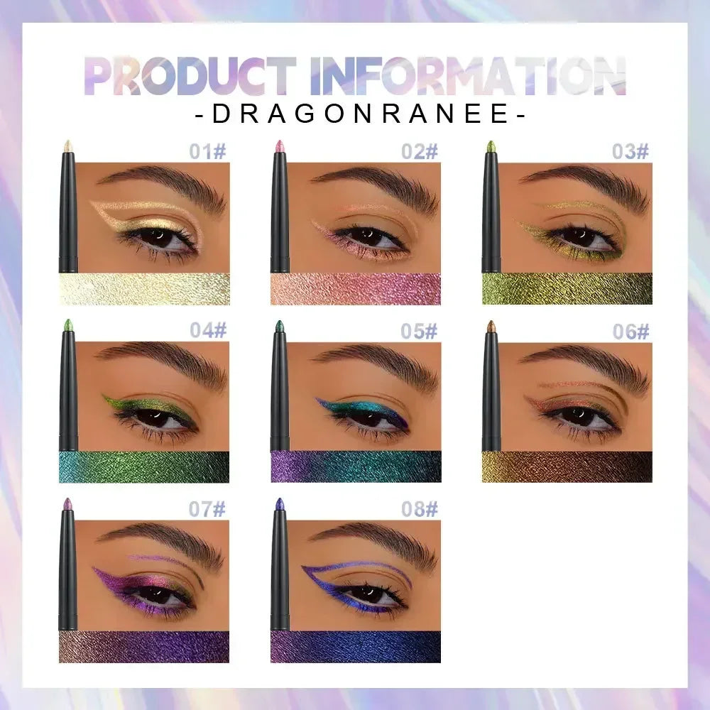 Glitter Aurora Eyeliner Pen Multi Chrome Eye Liner Lasting Shiny Metallic Eyeshadow Lying Silkworm Green Purple Makeup Pigment