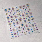 5D Gradient Love Gem Glitter Love Heart Colorful Cat's Eye Rhinestone Soft Self Adhesive Nail Art Stickers Shiny Manicure Decals
