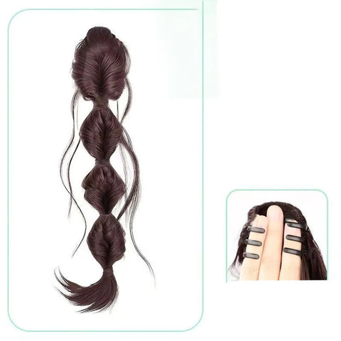 45cm Summer Ins Style Synthetic Braided Bubble Braids Wig Clip Sweet Girl Natural Fluffy Twisted Ponytail Hair Extension