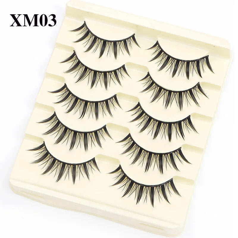 Natural Long Cosplay Makeup Cross Strip False Eyelashes Black Eye Lashes and Cat Eye Lashes 5pairs Mink Eyelashes Faux Cilios