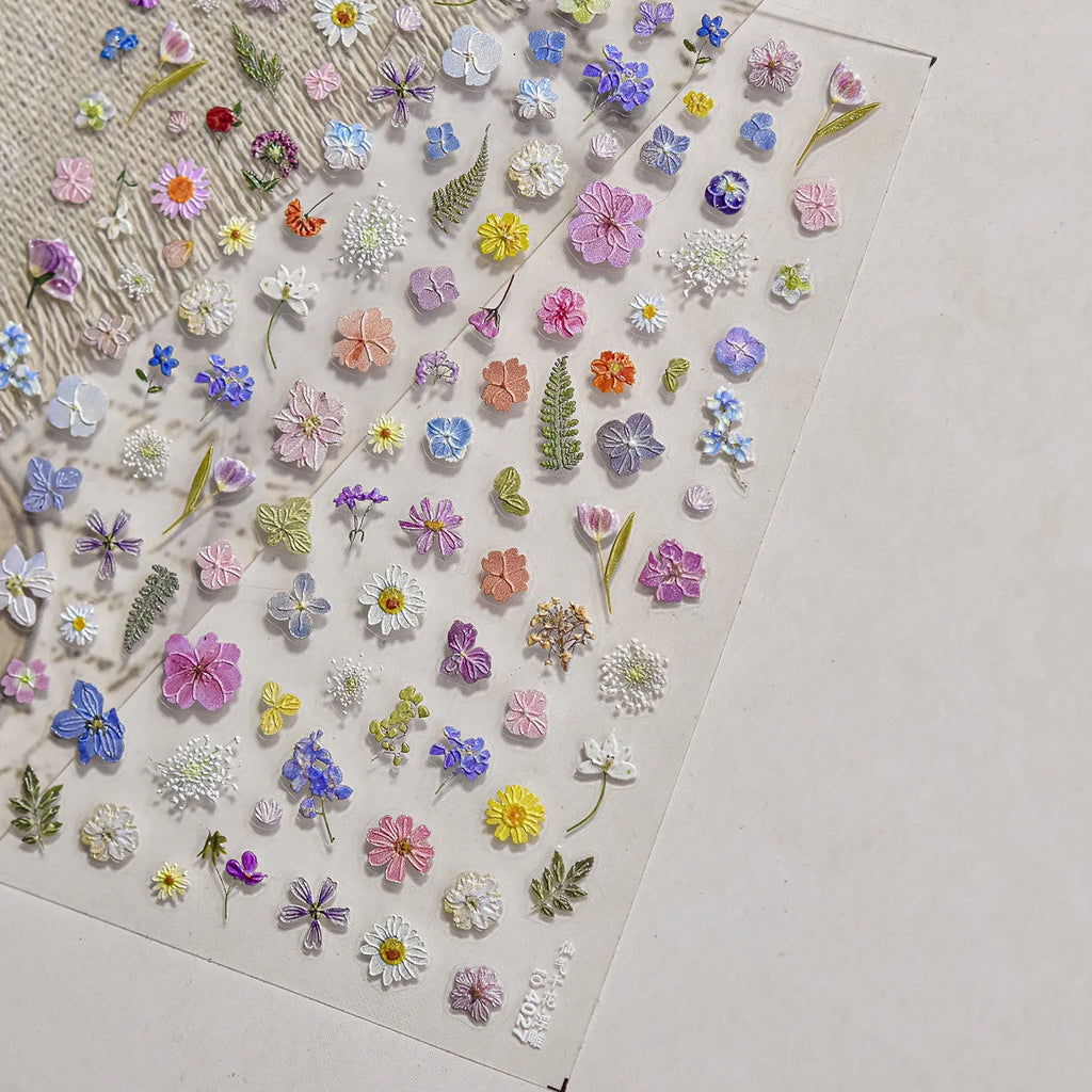 1pcs Dream Flower Window Shell Light Nail Art Stickers Japanese Flower Self Adhesive Stickers Press On Nails Decoration Decals