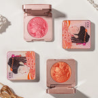 3D Orange Highlighter Embossed Blush Palette Long-Lasting Shimmer Powder Pink Coral Rouged For Cheeks Eyes Smooth Cosmetics