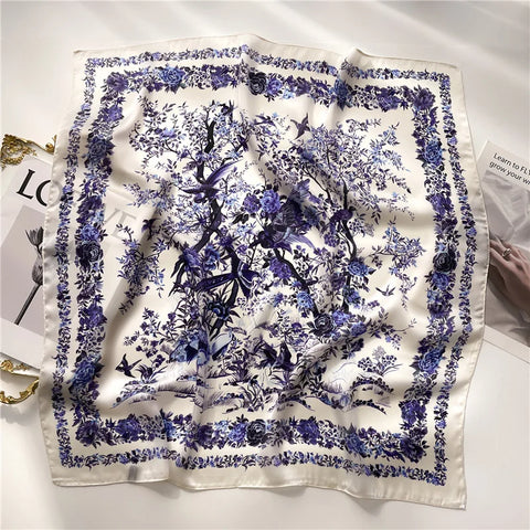 2025 New Fashion 70X70cmPrinted Women's Scarf Pashmina Silk Scarf Square Shawl Decorative Headband Neck Luxury Design Bandana