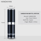 Handaiyan Sexy Nude Red Brown Purple Lipgloss Matte Lip Gloss Velvety Lipstick Matte Waterproof Makeup Long Lasting Cosmetic