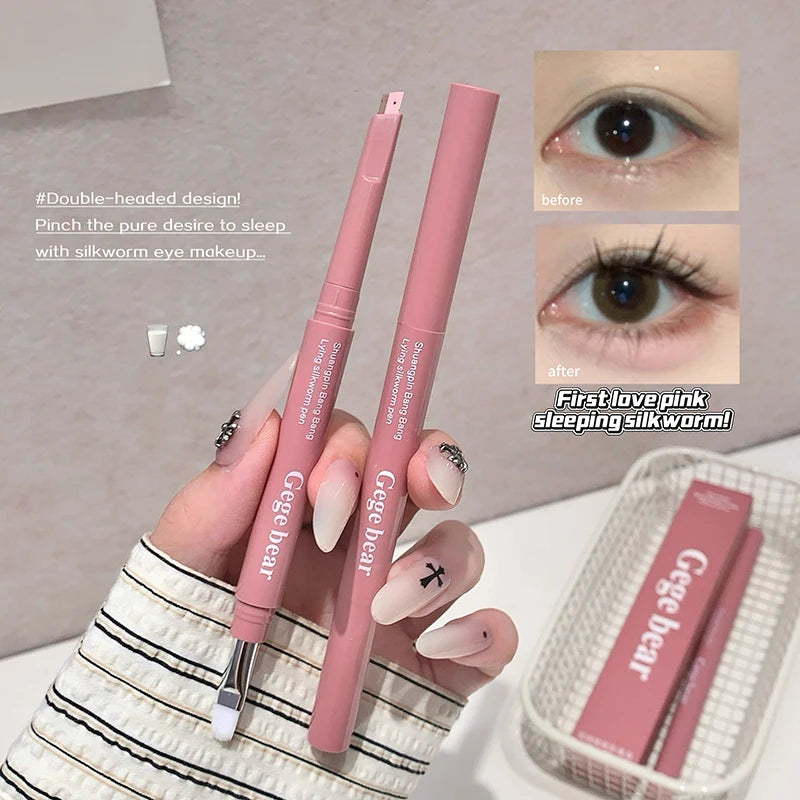 Bicolor Under Eye Pencil 2 In 1 Brightening Highlighter Nude Pink Shadow Stick Aegyo Sal Lying Silkworm Eeyshadow Lash Makeup