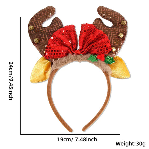New Christmas Headwear Funny Deer Antlers Headpiece Santa Claus Hair Headband Happy New Year Merry Christmas Hair Accessories