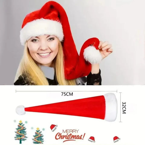 Super Long Christmas Hats Soft Comfortable Velvet Christmas Hat Kids Adult Thickened Santa Claus Caps Christmas Decorations
