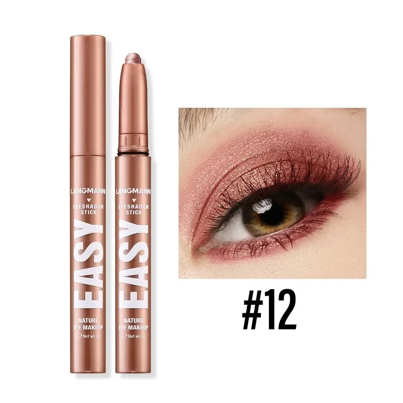 Smoky Dark Black Eyeshadow Pencil Stick Waterproof Pearlescent Matte Metallic Glitter Eye Shadow Highlighter Pen Make Up Tool