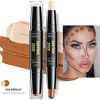 2pcs Dual-Ended Contour & Highlight Stick Set- Waterproof & Long-Lasting Dual-Purpose Concealer Highlighter Pen