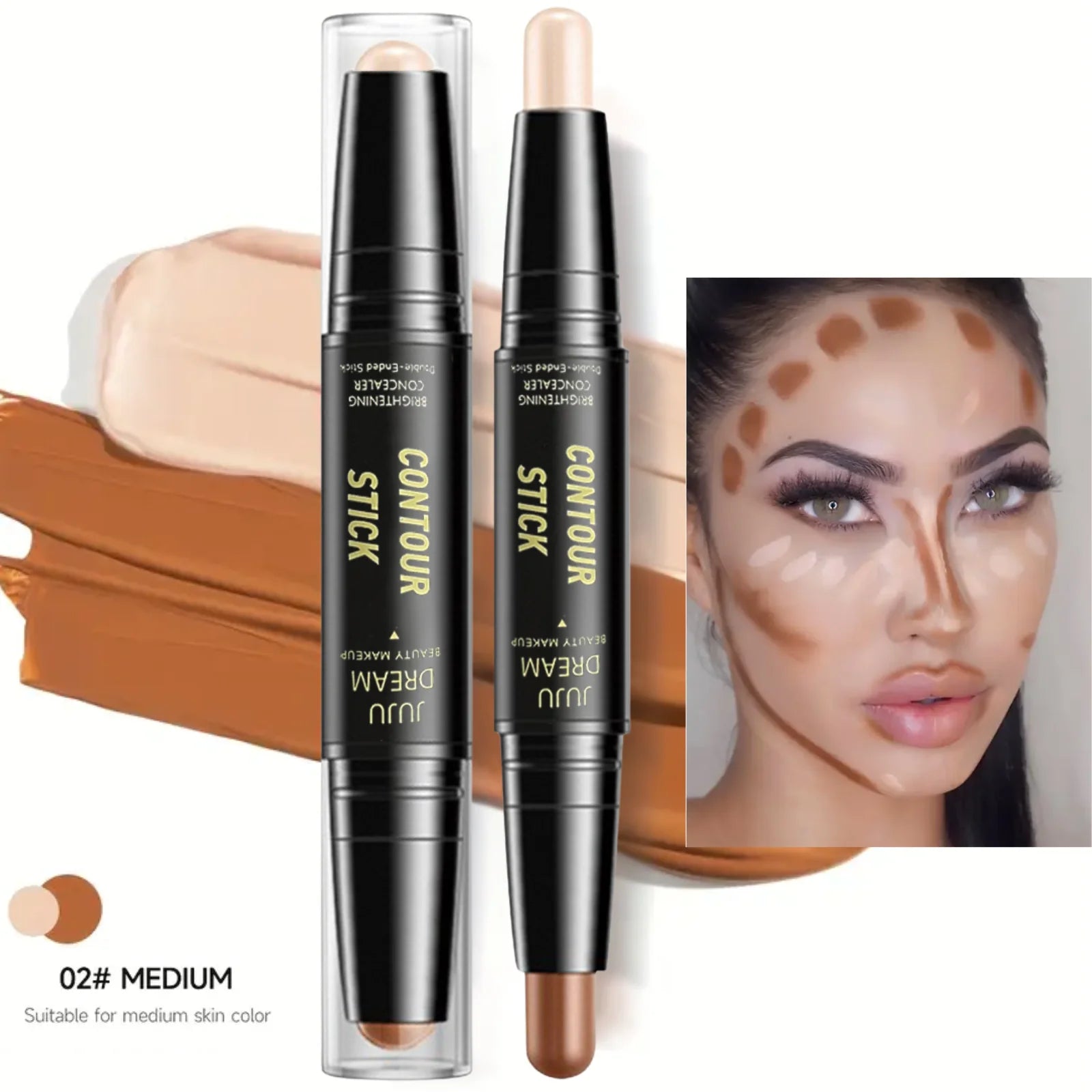 2pcs Dual-Ended Contour & Highlight Stick Set- Waterproof & Long-Lasting Dual-Purpose Concealer Highlighter Pen