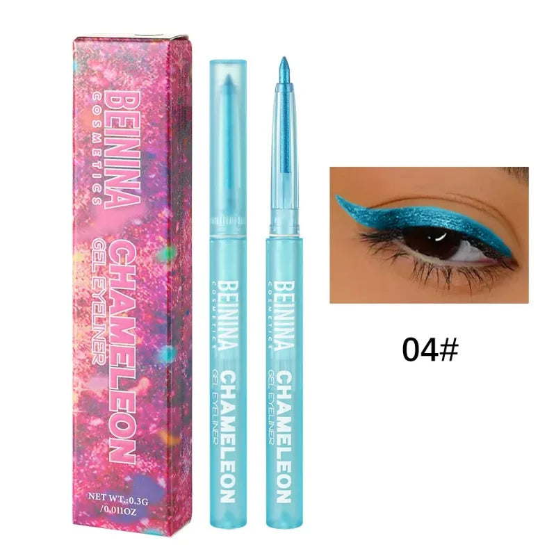 Shiny Chameleon Metallic Green Eyeliner Gel Stick Smooth Multicolor Eye Shadow Pearlescent Polarized Glitter Eyes Pigment Makeup