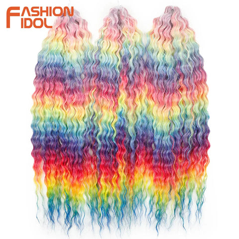 Ariel Hair Synthetic Twist Crochet Curly Hair 24 Inch Water Wave Braid Hair Ombre Blonde Brown Deep Wave Braiding Hair Extension