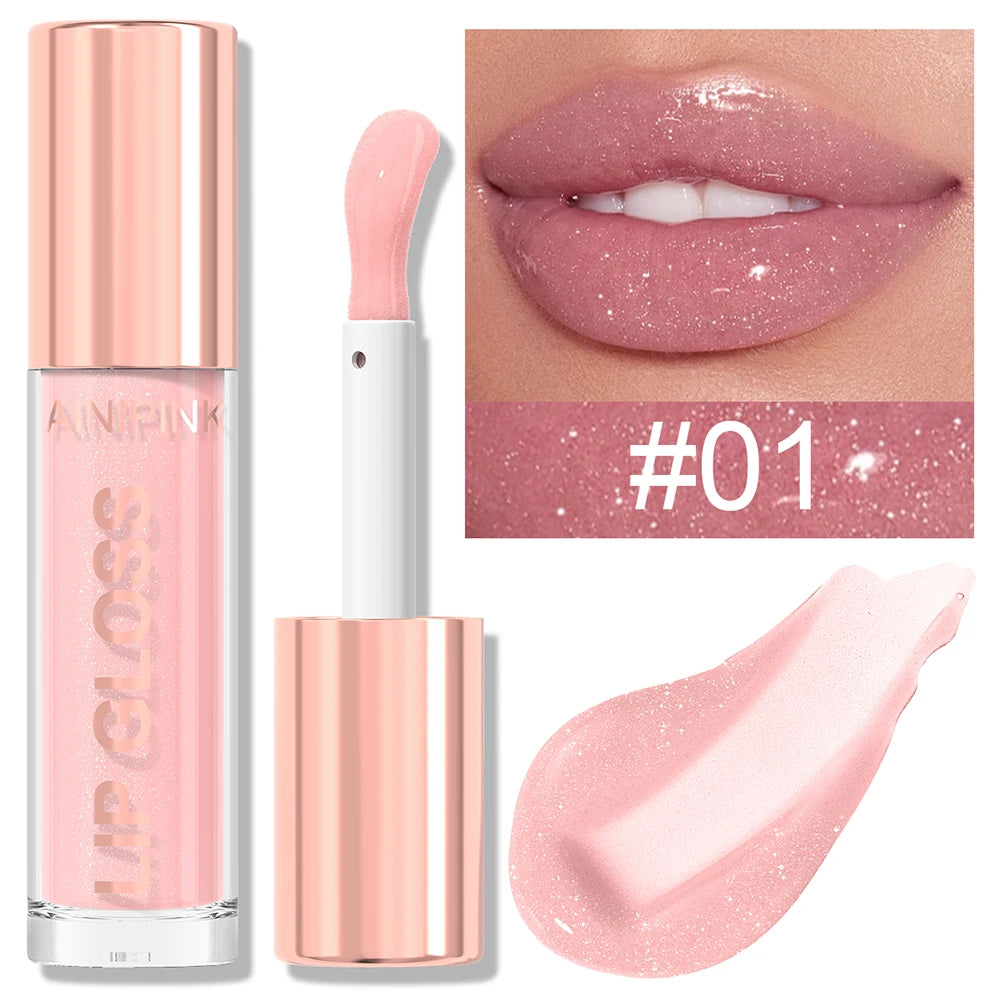 Shimmer Glitter Lip Gloss Lipstick 1pc/6pc/set Waterproof Moisturizing Jelly Hydrating Plumping Nude Y2K Daily&Party Makeup Gift