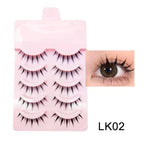 Natural Long Cosplay Makeup Cross Strip False Eyelashes Black Eye Lashes and Cat Eye Lashes 5pairs Mink Eyelashes Faux Cilios