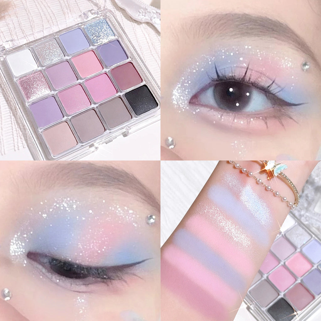 16-color sunset magic eye shadow tray pearl matte earth color Korean makeup eye shadow