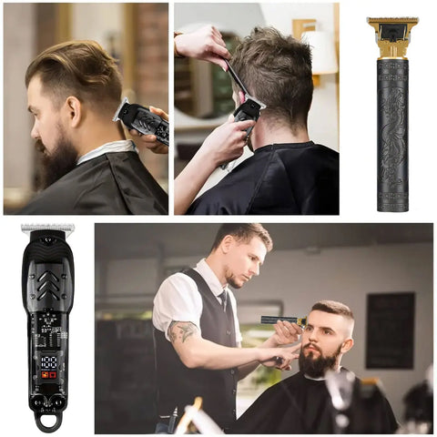 Hair Clipper Kit 2pcs, USB rechargeable cordless beard trimmer and edger barber hair clipper set with LED display, BEST Gift