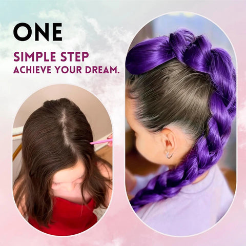 Synthetic Braided Purple Hair Ponytail Rumi Costume Hairstyle 26inch Long Ponytail with Clips for Kids Girls Halloween Christmas