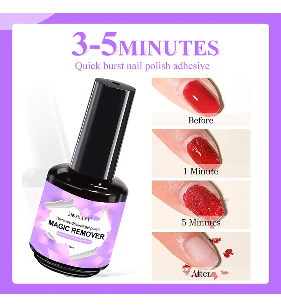 MOSKANY 15ml Magic Remover Nail Gel Polish for Soak Off UV Gel Polish Fast Removal Semi Permanent Varnish Polish Cancel Glue
