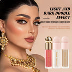Liquid Highlighter+Blush+Contour Stick Set for Face & Body Silky Natural Glow Liquid Luminizer Matte Pink Shadow Face Makeup