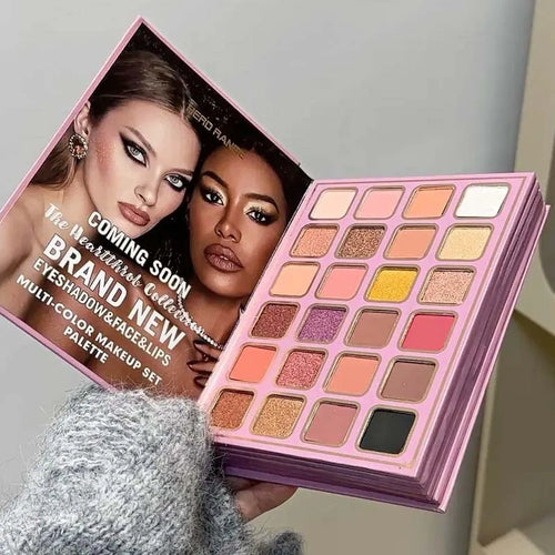 Book-Style 78-Color Makeup Palette - Shimmer & Matte Eye Shadows, Highlighter & Contour, All-in-One Professional Kit