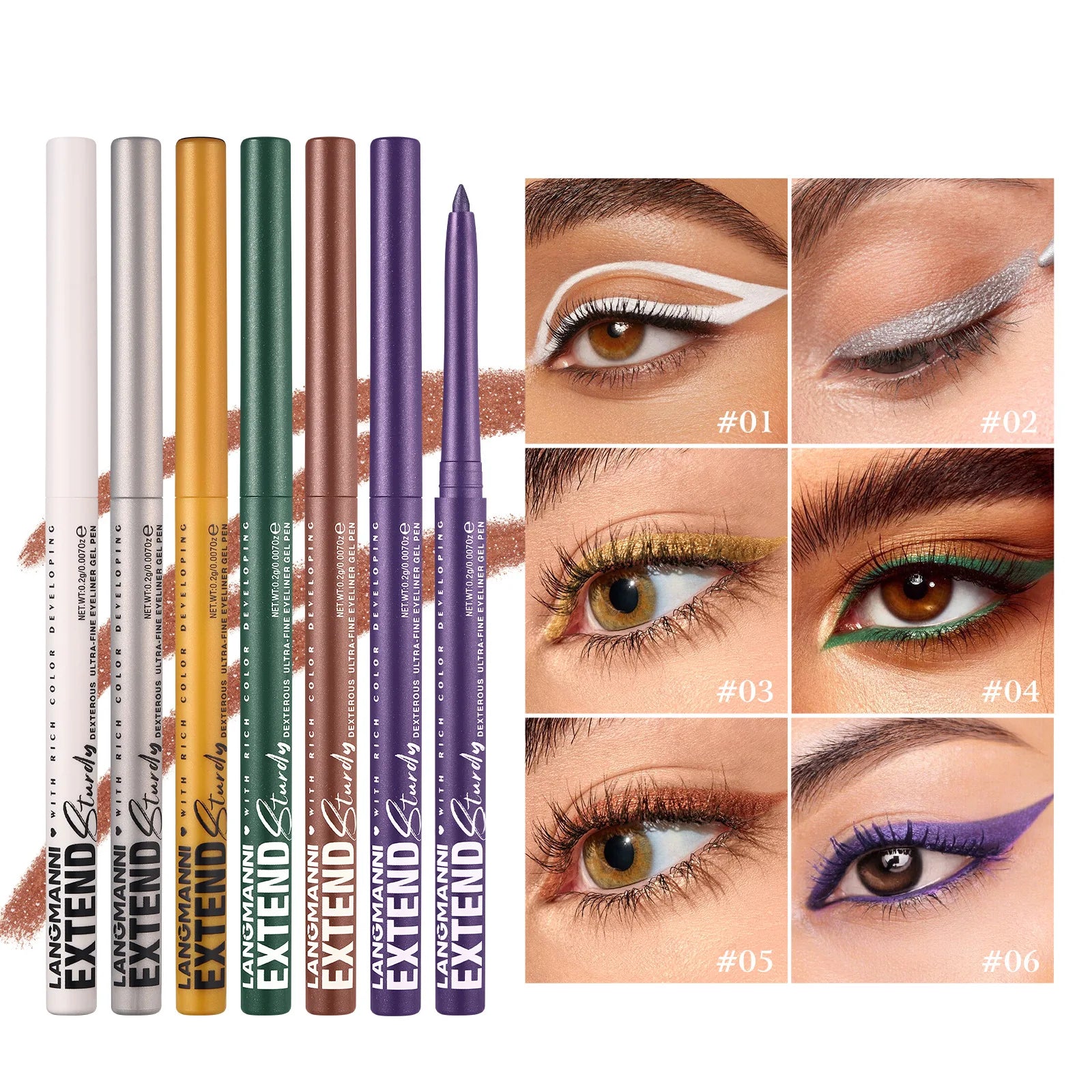 Matte Glitter Gel Eyeliner Pencil Smooth Waterproof Blue Purple Eyeliner Fast Dry Matte Eye Liner Pen Long Lasting Eyes Makeup