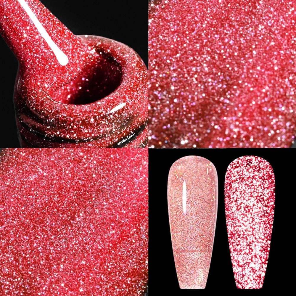 Gold Metallic Painting Nail Gel Liner Polish,3D Metal Mirror Effect Paint Drawing Nail Gel Build-in Brush Soak Off UV Chrome Gel