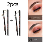 Langmanni Double headed Rotable Eyebrow Pen with a 1.5mm diameter Fine refill Waterproof Wild Eyebrow Pen and Eyebrow Brush