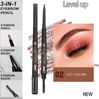 Langmanni Double headed Rotable Eyebrow Pen with a 1.5mm diameter Fine refill Waterproof Wild Eyebrow Pen and Eyebrow Brush
