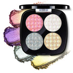 CHARMACY 4 Colors Duochrome Eyeshadow Palette Vegan Shimmer Multichrome Long-lasting Eye Shadow Cosmetic Makeup for Women