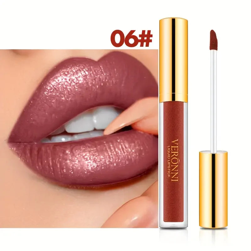 10 Color Glitter Liquid Lipsticks Shimmer Shiny Lipgloss Pearlescent Lip Tint Waterproof Long Lasting Matte Diamond Lips Glaze