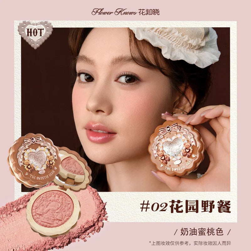 Flower Knows All series Swan Ballet Velvet Embossed Blush Matte Makeup Pressed Blusher Powder Pallet Women Gift Set