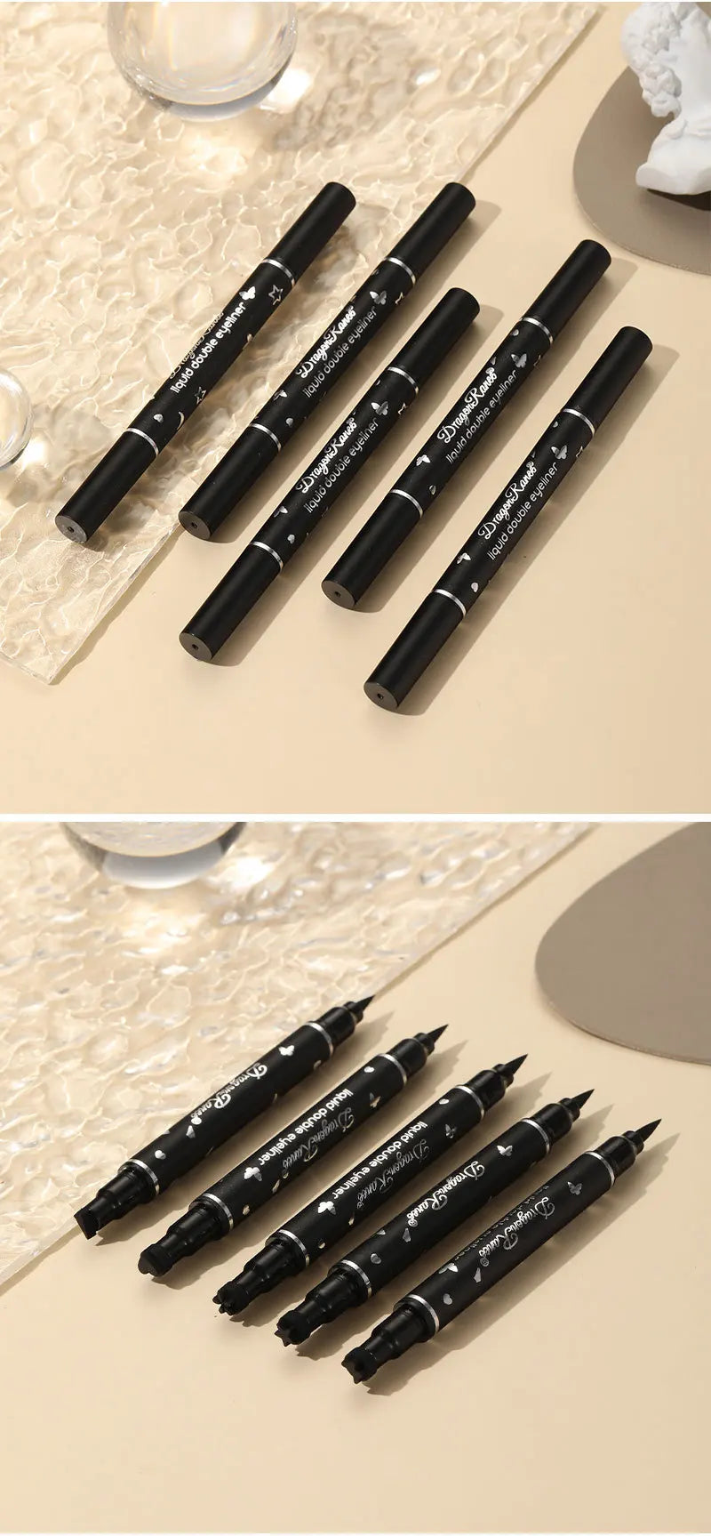 Black Eyeliner Stamp Triangle Dual-ended Liquid Eyeliner Waterproof Sweat-proof Quick Dry Eyeliner Makeup Seal Tool Cosmetics