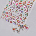5D Gradient Love Gem Glitter Love Heart Colorful Cat's Eye Rhinestone Soft Self Adhesive Nail Art Stickers Shiny Manicure Decals