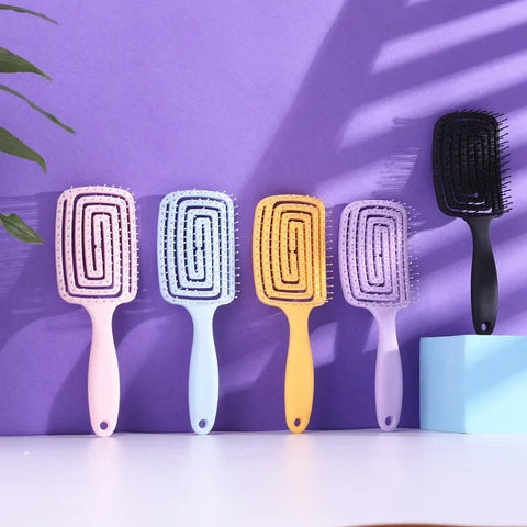Square Hollow Hair Scalp Massage Comb Hair Brushes Antistatic Wet Dry Curly Detangler Hairbrush Nylon Special for Real Hair Wigs
