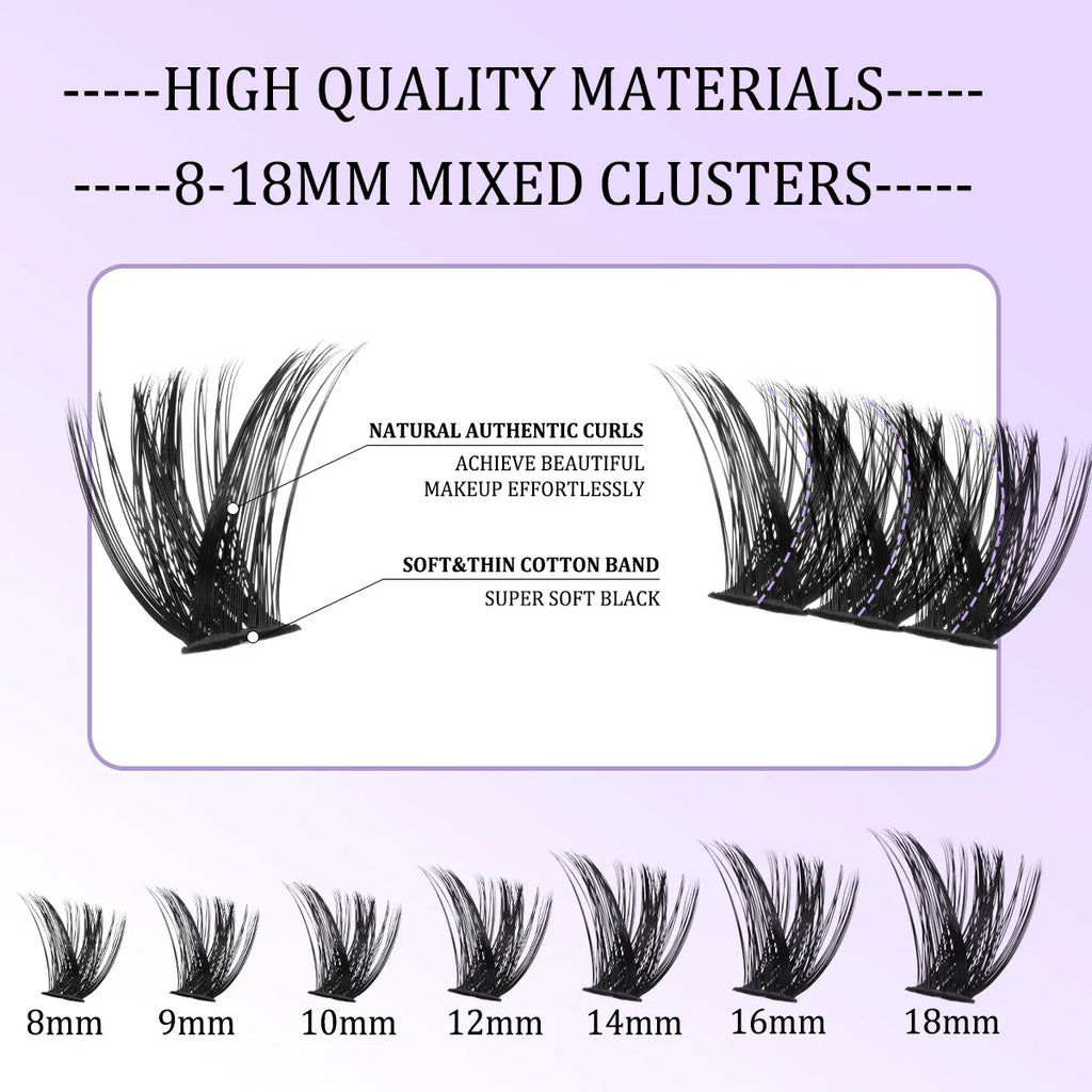 Eyelash Clusters Kit Large Capacity Wispy Individual Lashes Natural DIY Cluster Eyelash Extensions Makeup Tool